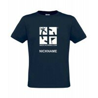 Groundspeak Logo, T-Shirt mit Name (blau)