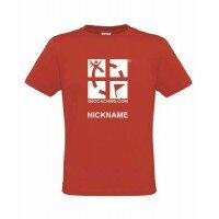 Groundspeak Logo, T-Shirt mit Name (rot)