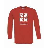 Groundspeak Logo - Longsleeve, mit Name (rot)