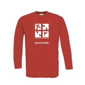 Groundspeak Logo - Longsleeve, mit Name (rot)