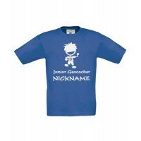 Junior Geocacher - Kinder Shirt, mit Name (blau)