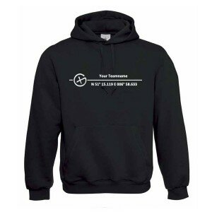 Logo + Koordinaten, Kapuzen-Pullover (schwarz)