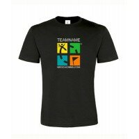 Groundspeak Logo, T-Shirt mit Name (farbig)