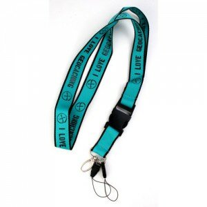 Lanyard I Love Geocaching - Aquablue