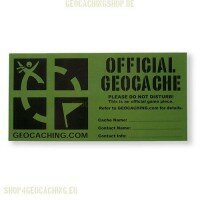 Groundspeak Cache sticker groen, groot 12 x 25 cm