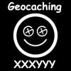 Geocaching Smiley - Aufkleber kontur auen, trackable (wei)